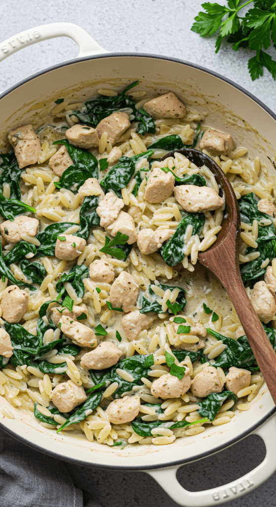 Tuscan creamy chicken orzo