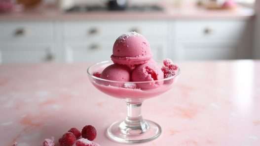 Rhubarb Sorbet With Rose Syrup
