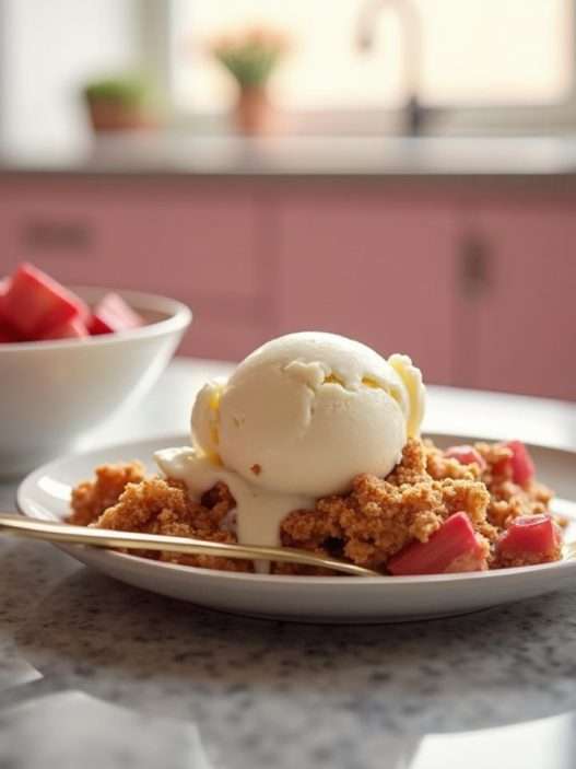 Chocolate Rhubarb Crumble