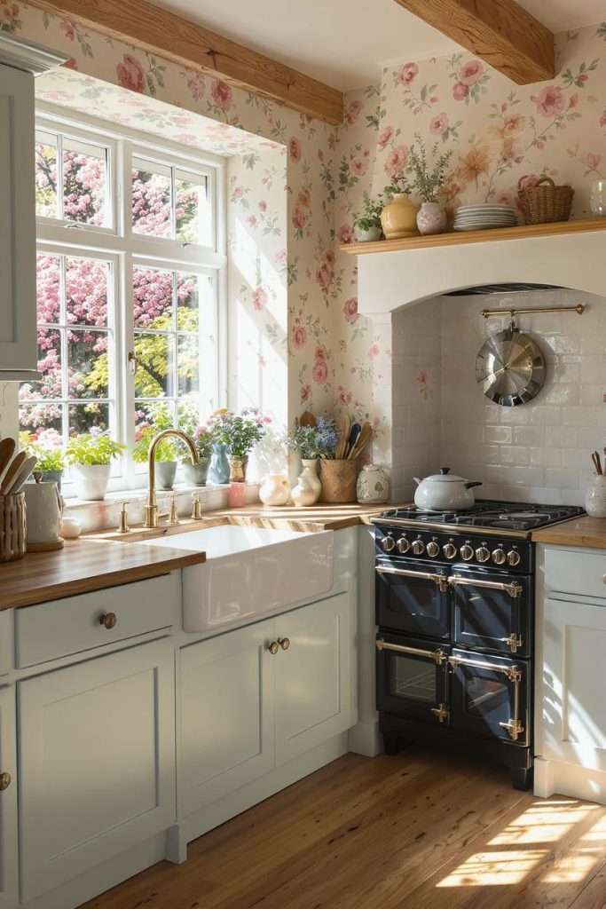 vintage stove in a country kitchen