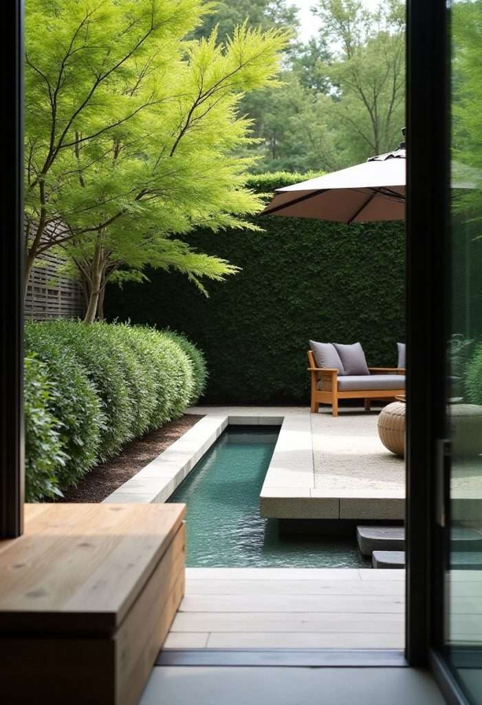 water feature with linear flow