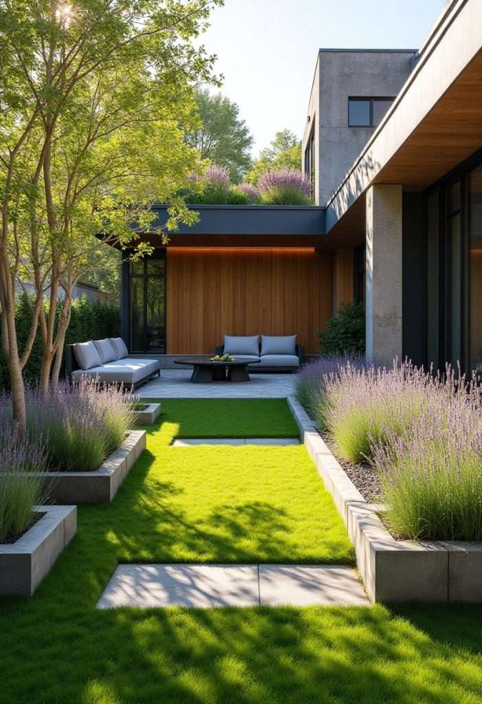 Modern Backyard Landscaping Ideas for steel edged garden beds