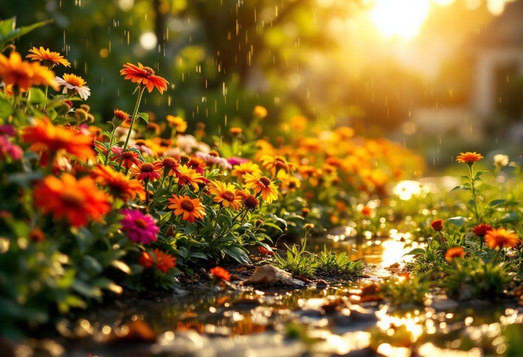 flower bed in soft daylight
