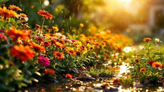 flower bed in soft daylight