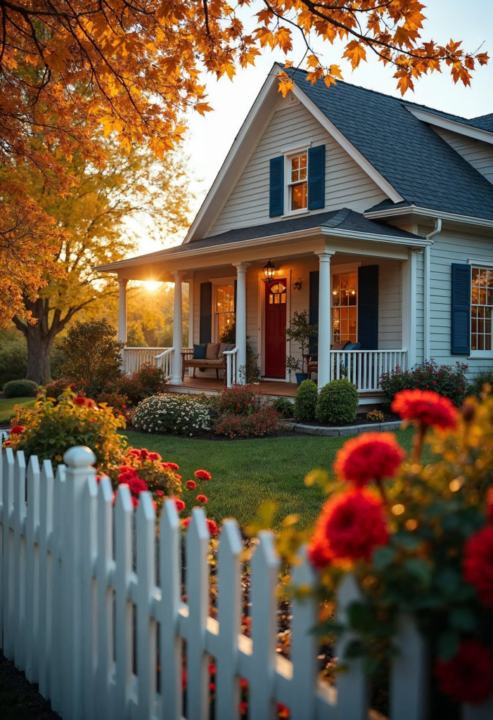 white picket fence Flower Bed Ideas for the Front of Your House