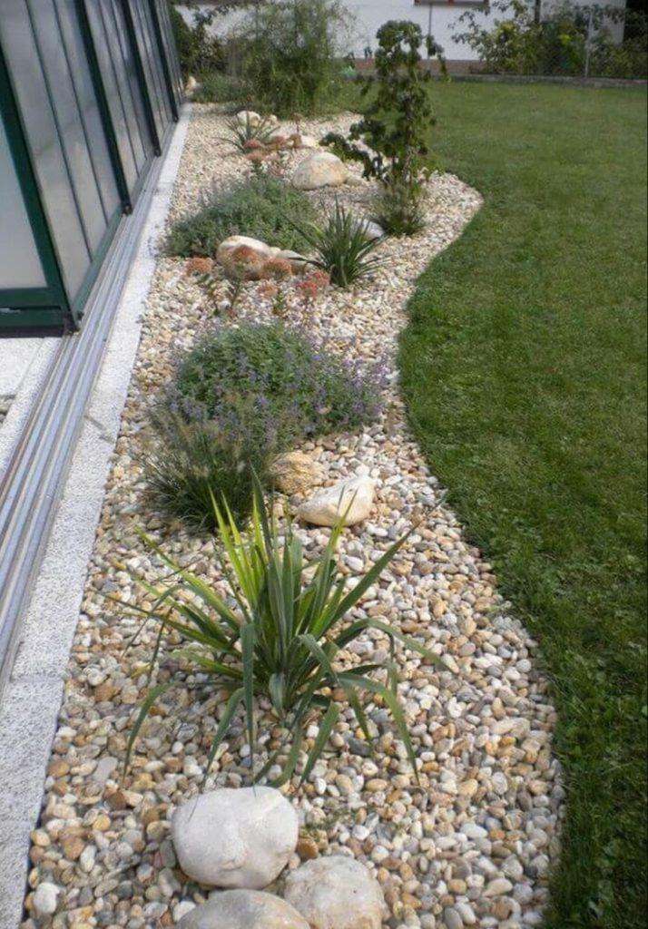 gravel mulched flower beds