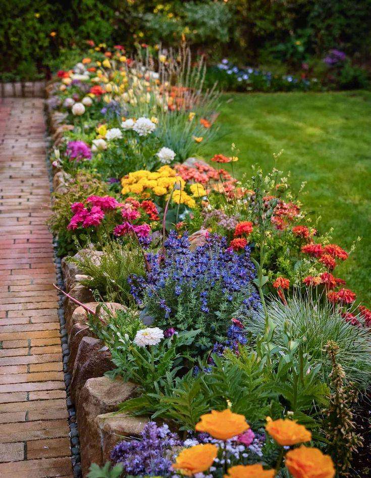 colourful annual beds Flower Bed Ideas for the Front of Your House