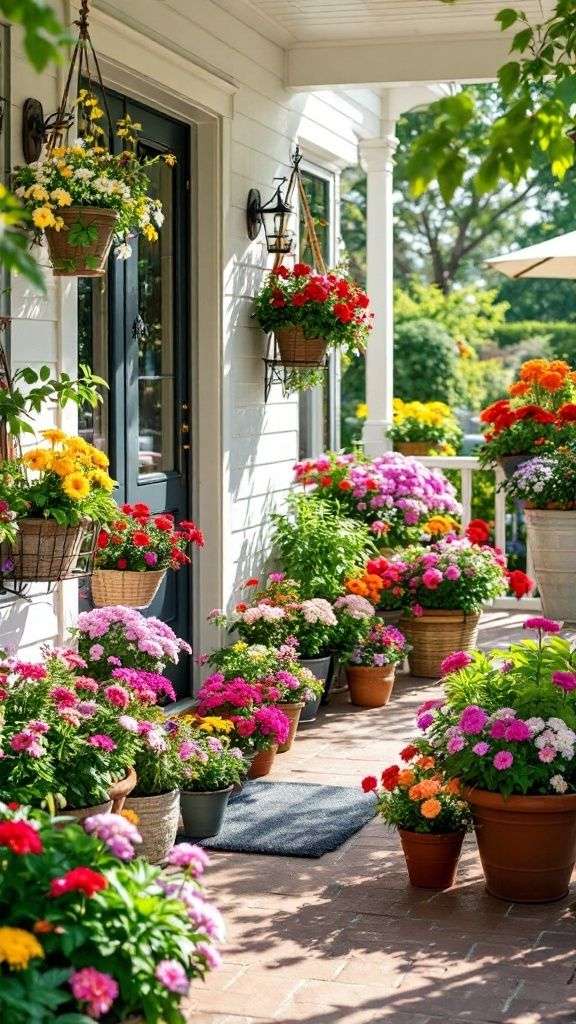 potted plants on front porch