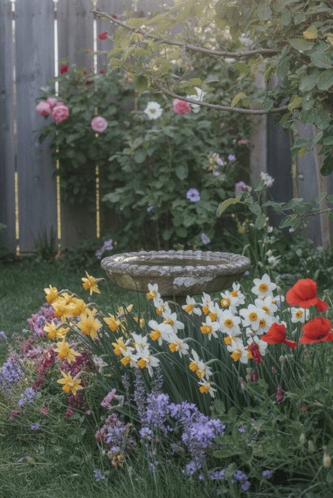 Wild garden flower bed
