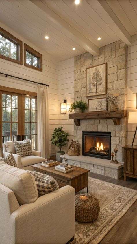 neutral color palette in a rustic farmhouse