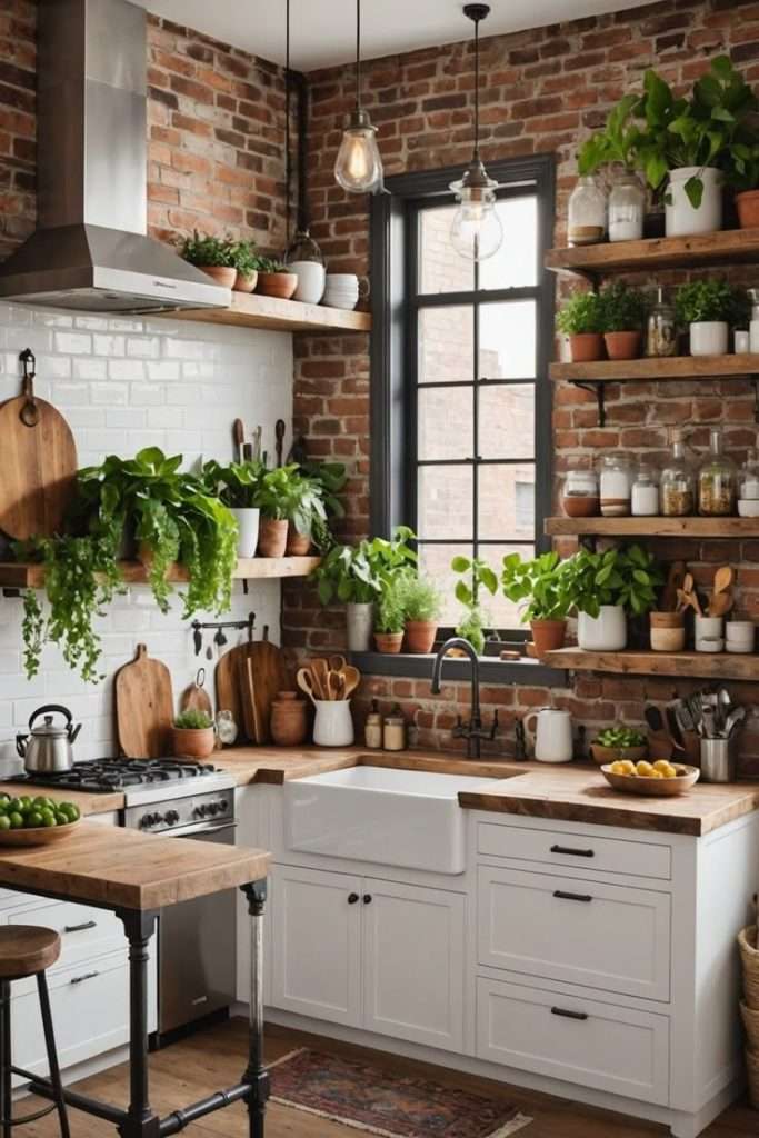 potted plants in a kitchen