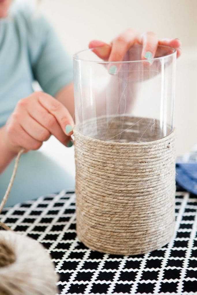 twine wrapped candle holder