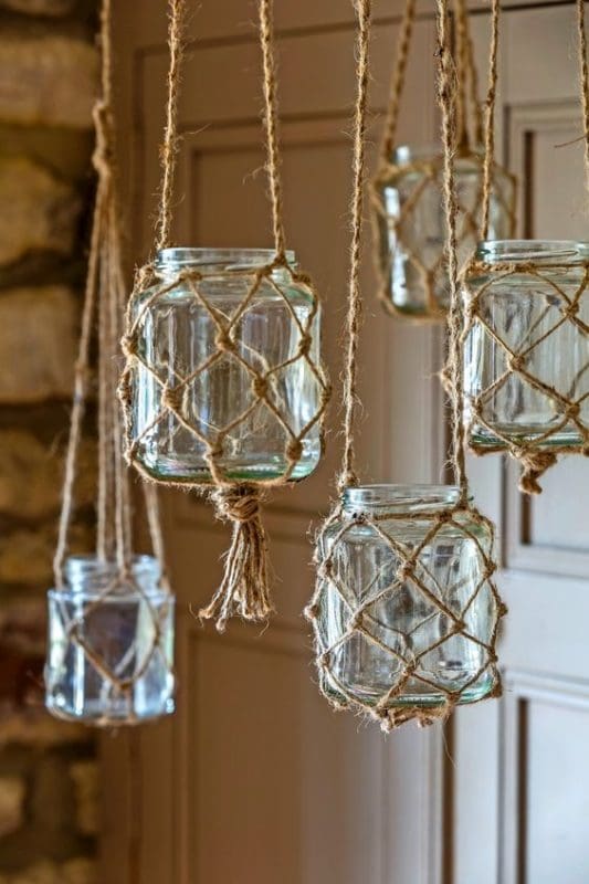twine wrapped mason jars