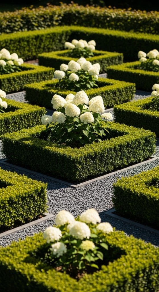 Hydrangea in formal parterres