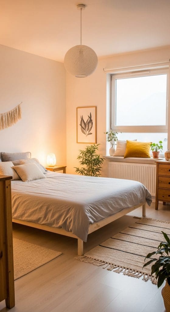warm lighting in Stockholm Style Bedroom