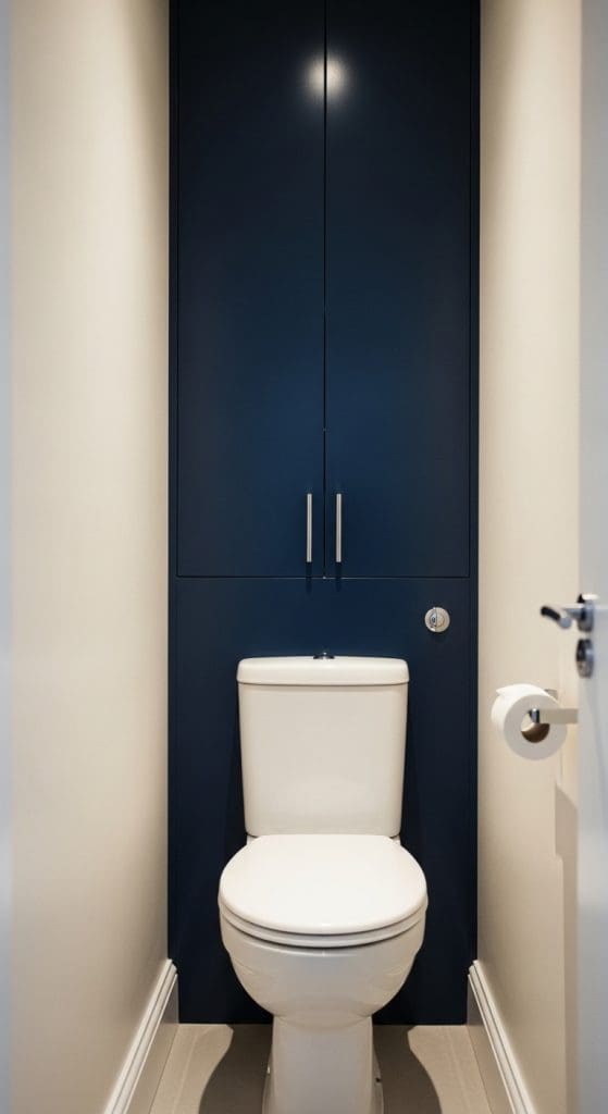tall vertical shelves Over the Toilet Storage Ideas