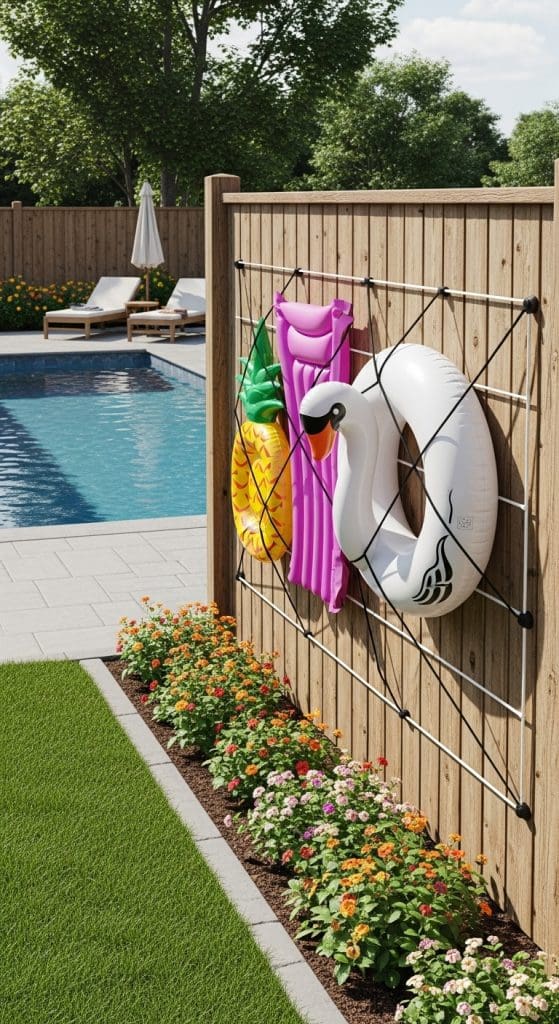 bungie cord Pool Float Storage Ideas
