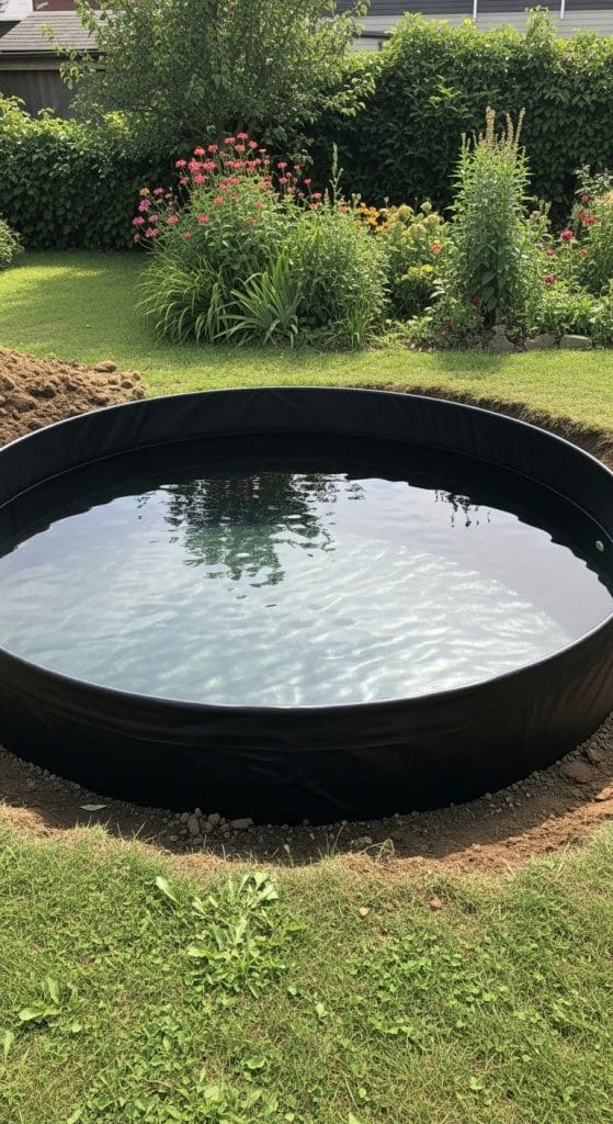 black tarp swimming pool