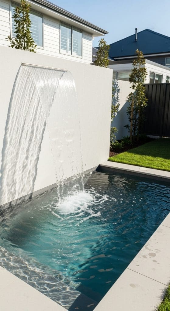 waterfall feature in garden