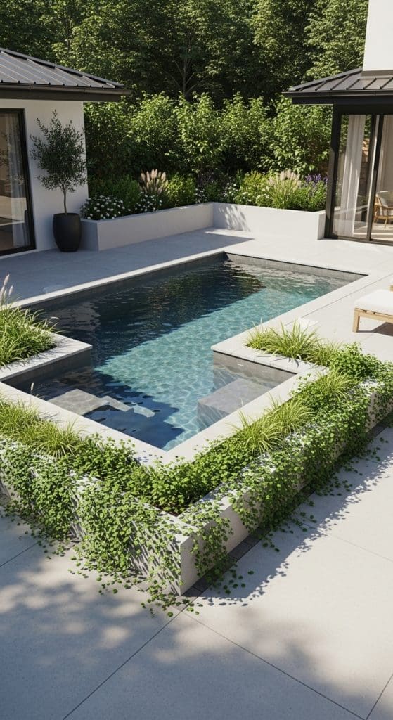 plunge pool with planters