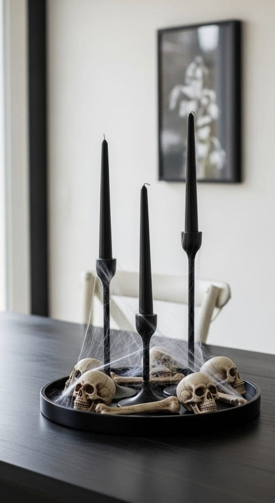 Black Candle and Skull Arrangement
