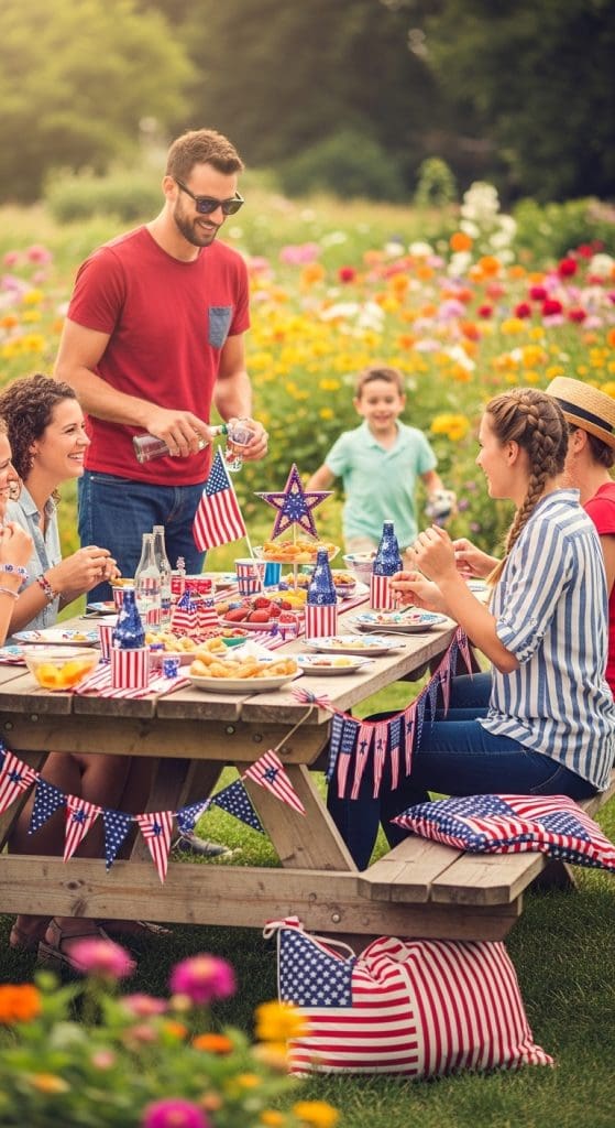 picnic table flag 4th of July Decor