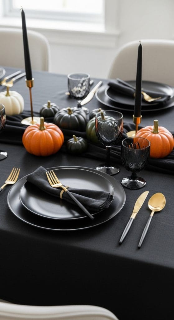 matte black dining tbale decor