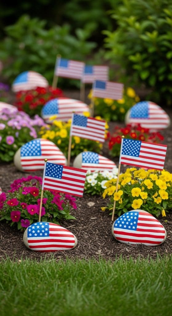 painted rocks for 4th of July Decor