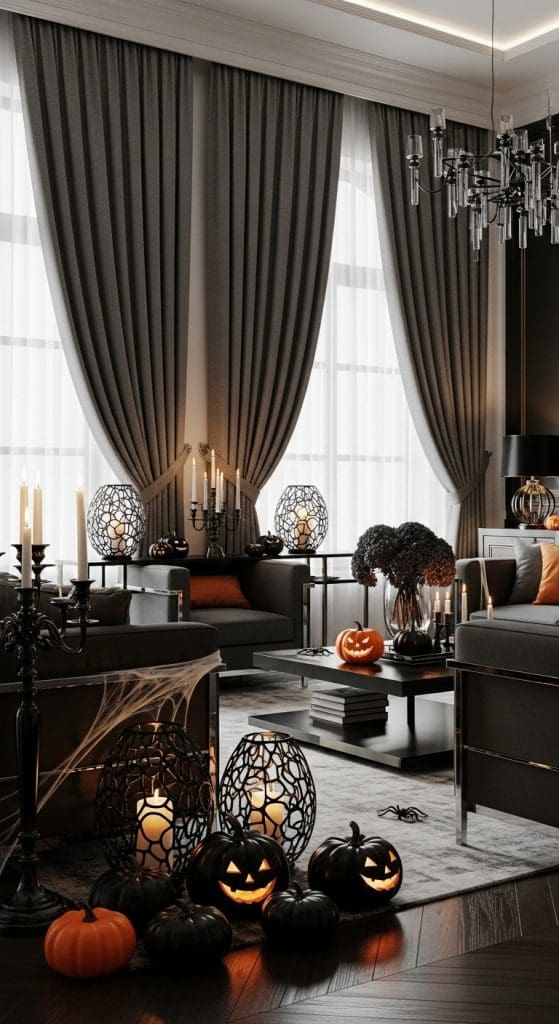 draped curtains halloween decor