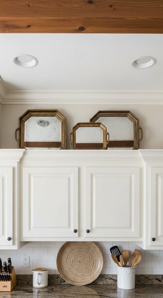 trays to Style the Space Above Kitchen Cabinets