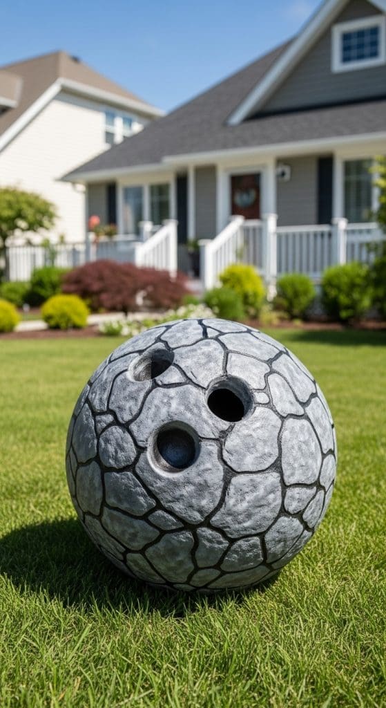 bowling ball painted like a stone