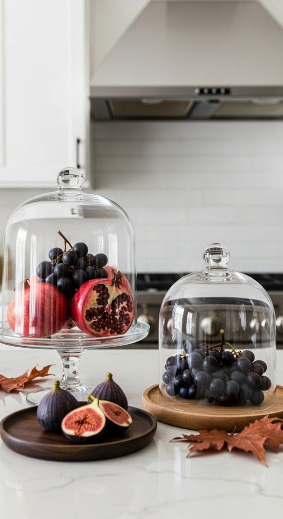 glass dome with seasonal fruit