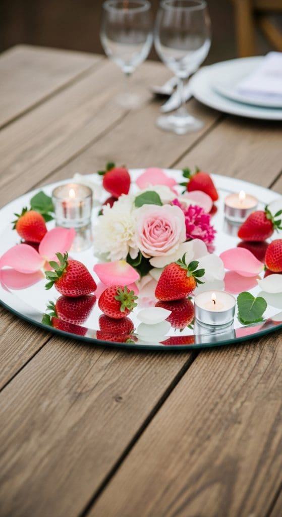 Strawberry Centerpiece mirror tray