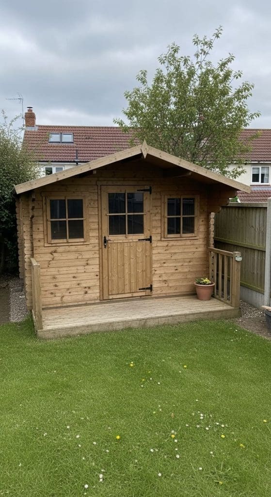 rustic log cabin shed