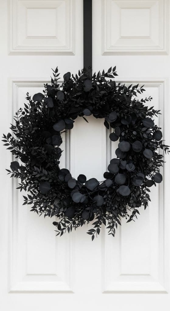 black minimal wreath classy halloween decor