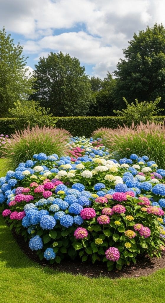 mixed color Hydrangea beds
