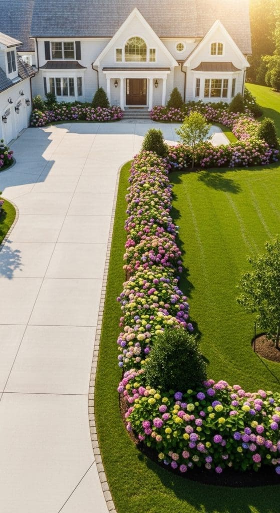 driveway with Hydrangea