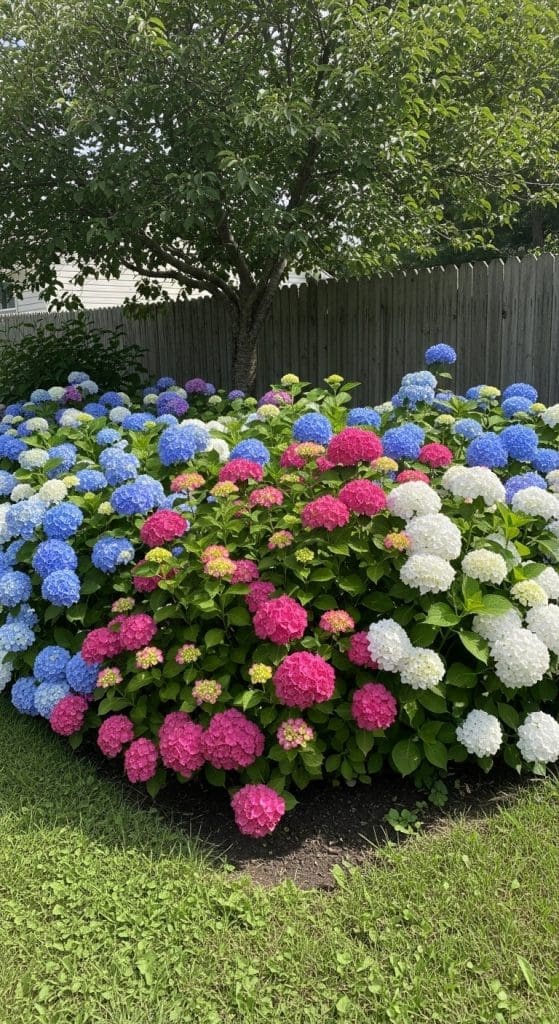 corner lot with Hydrangea bushes Hydrangea Garden Ideas