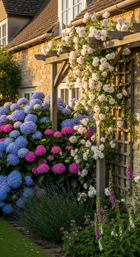 Hydrangea and roses