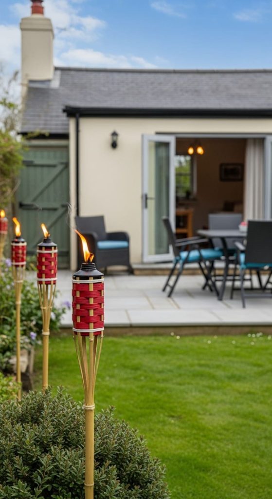 tiki torches DIY Backyard Oasis