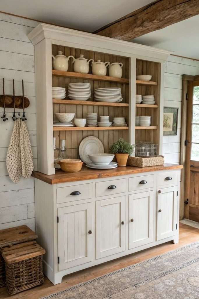 vintage style sideboard in kitchen
