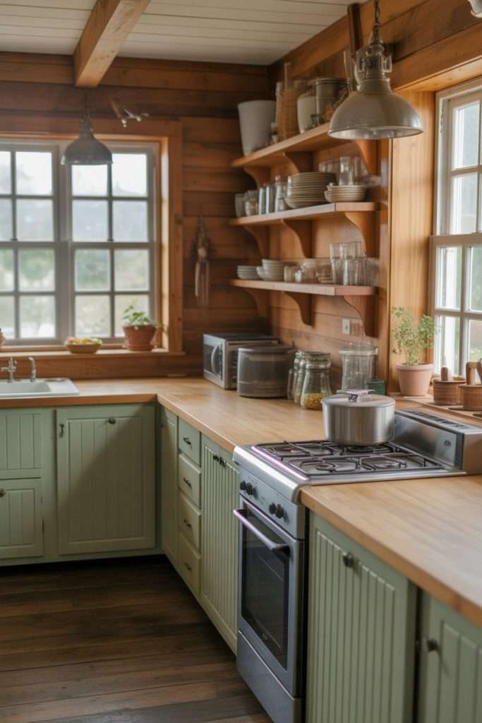 butcher block countertops in kitchen farmhouse