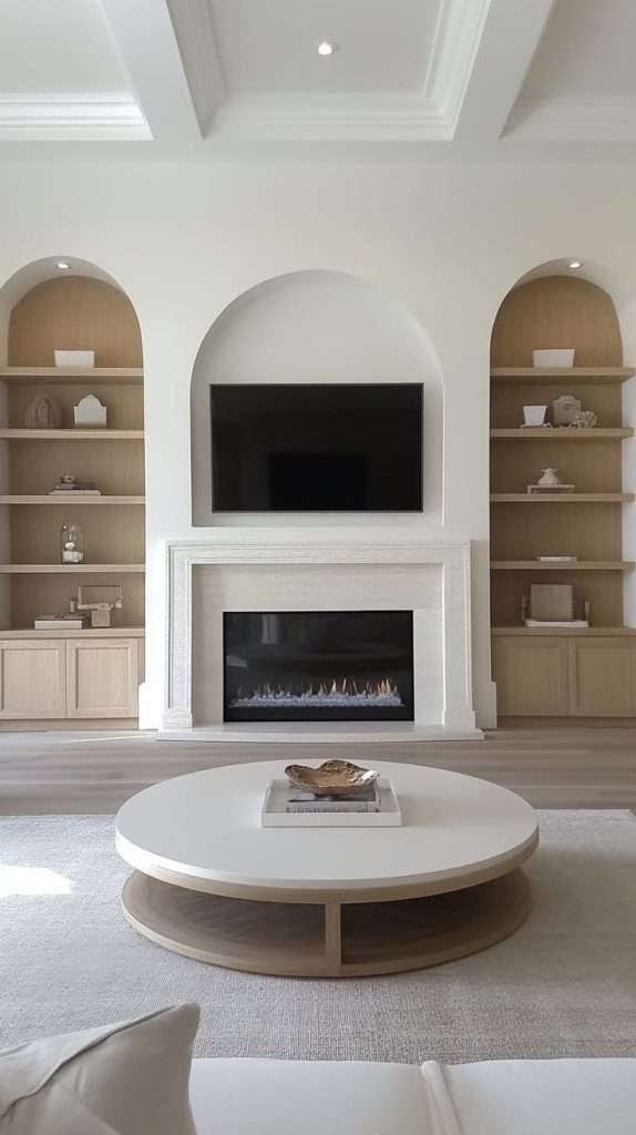 Arched detail around a fireplace