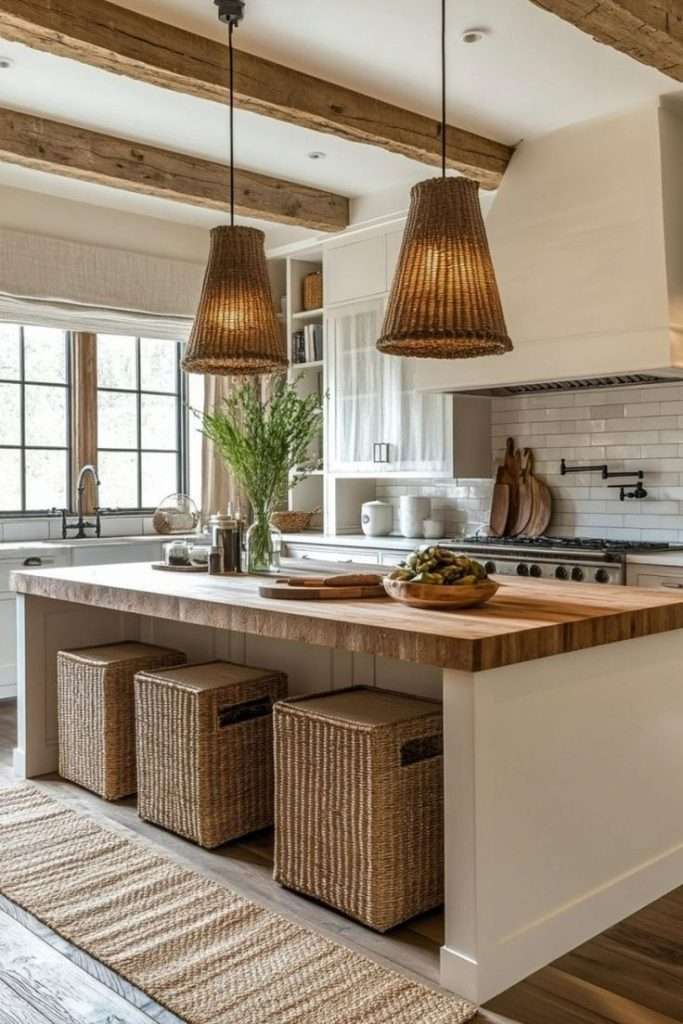bamboo elements in earthy style kitchen