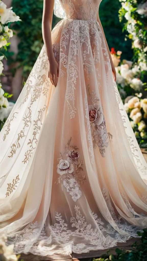 floral embroidery wedding dress