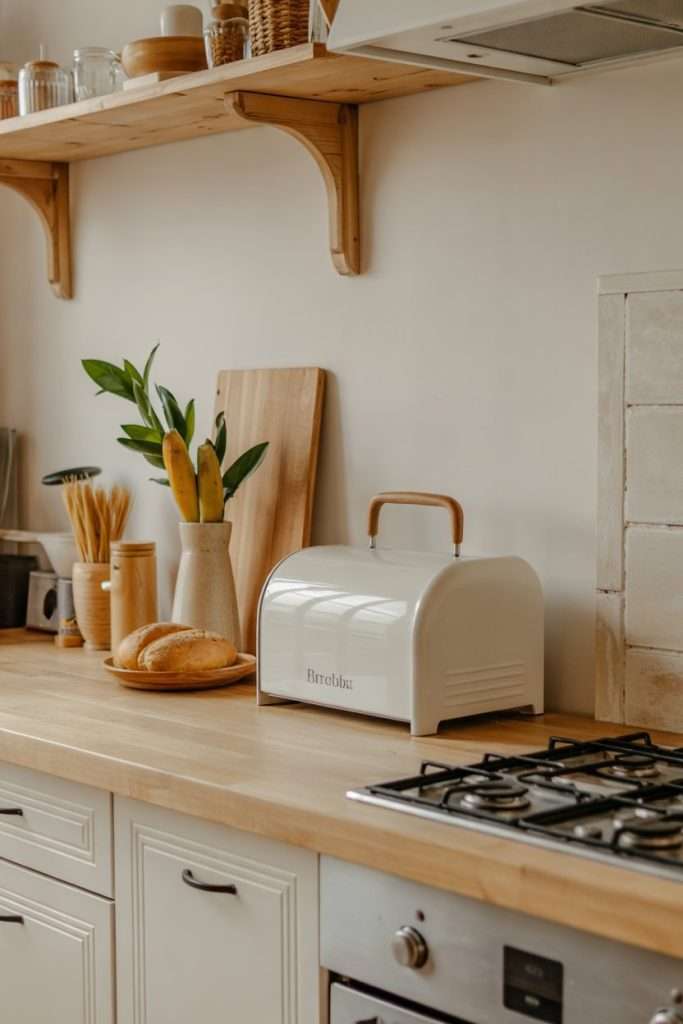 breadbox on a kitchen counter
