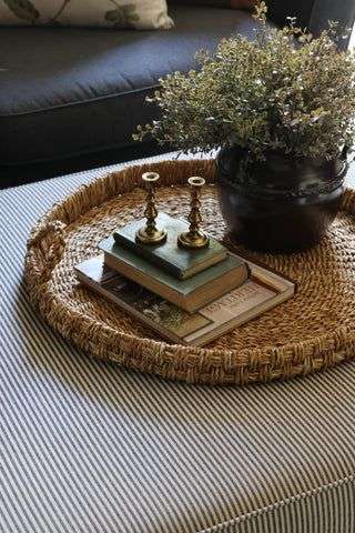 fresh herbs on ottoman
