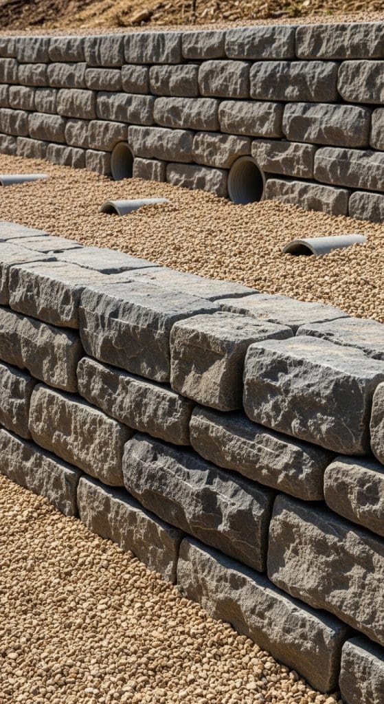drainage pipes in wall 