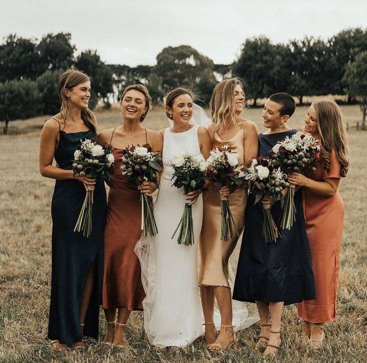 mismatched earthy tones for bridesmaid dresses