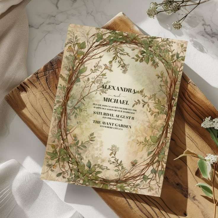 nature inspired wedding invite for earthy wedding ideas